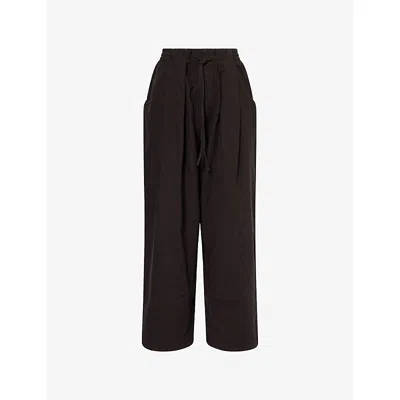 Free People Womens Black Chambers Wide-leg Linen And Cotton-blend Trousers Xs