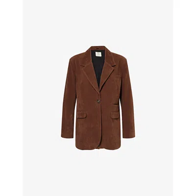 Free People Womens Brown Paper Cut Vegan Blazer