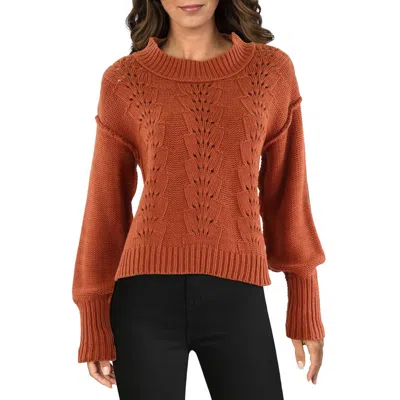 Free People Womens Cable Knit Crewneck Pullover Sweater