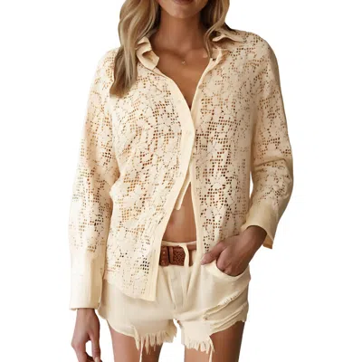 Free People Womens Collar Lace Button-down Top