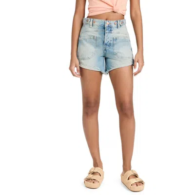Free People Womens Cuffed Pocket Denim Shorts In Gold