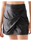 FREE PEOPLE WOMENS FAUX LEATHER FAUX WRAP MINI SKIRT