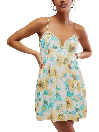 Free People Womens Floral Mini Mini Dress In Yellow