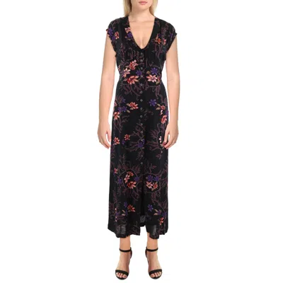 Free People Womens Floral Print Modal Midi Dress