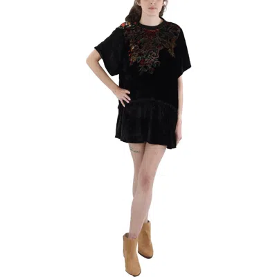 Free People Womens Floral Print Velvet Babydoll Dress In Multi