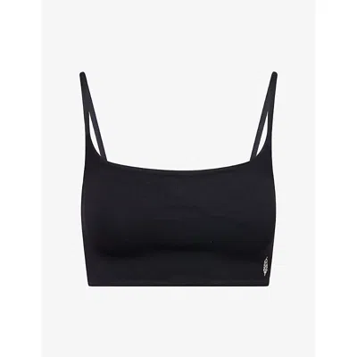 Free People Womens  X Barry's Tighten Up Mini Ribbed Sports Bra In Black