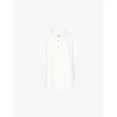 Free People Womens Ivory Keep On Sleeveless Cotton-jersey Polo Shirt In White