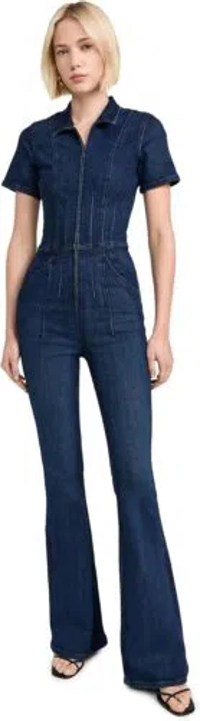 Pre-owned Free People Womens Jayde Flare Jumpsuit In Night Sky