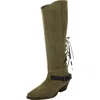 Free People Womens Lace-up Man Made Knee-high Boots In Grey