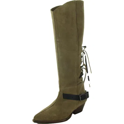 Free People Womens Lace-up Man Made Knee-high Boots In Grey