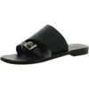 Free People Womens Leather Padded Isole Slide Sandals In Black