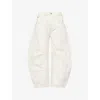 Free People Womens Milk Good Luck Mid-rise Barrel Denim Jeans In White