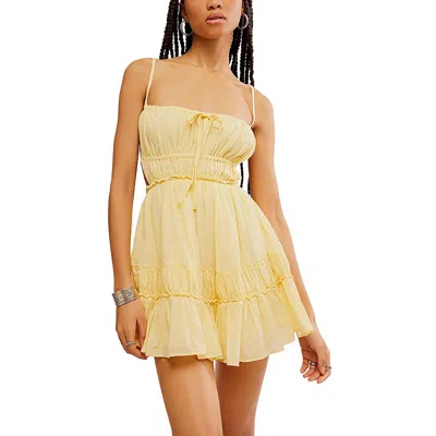Free People Babydoll Shirred Sun Dress In Yellow
