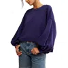 Free People Womens Oversized Cotton Pullover Sweater In Blue