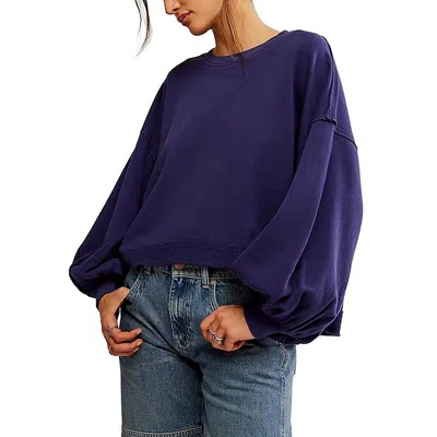 Free People Womens Oversized Cotton Pullover Sweater In Blue