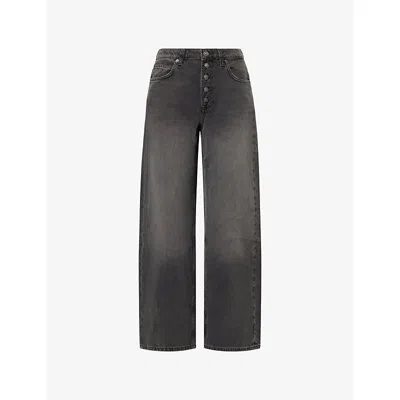 Free People Womens Paradiso Nia Straight-leg Boyfriend Denim Jeans In Blue