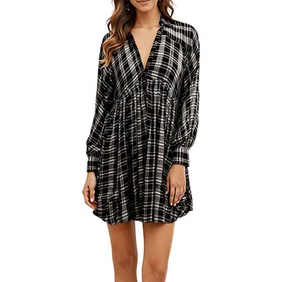 Free People Womens Plaid Rayon Mini Dress In Black