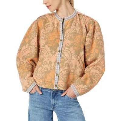 Free People Womens Printed Cotton Soft Shell Jacket In Brown