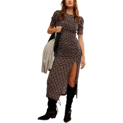 Free People Womens Printed Polyester Midi Dress In Brown