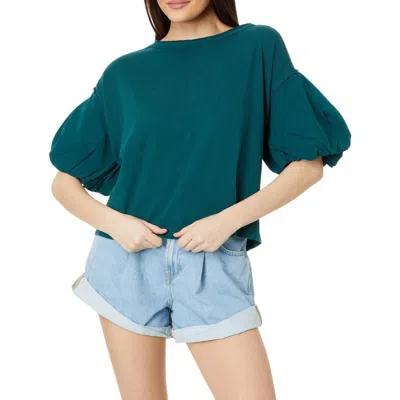 Free People Womens Puff Sleeve Solid Blouse In Green