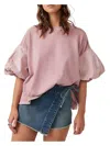 FREE PEOPLE WOMENS PUFF SLEEVE SOLID BLOUSE