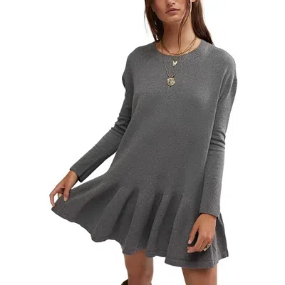 Free People Womens Ribbed Knit Sweaterdress In Grey