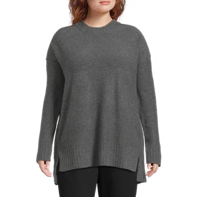 Free People Womens Ribbed Trim Knit Pullover Sweater In Gray