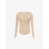 Free People Womens Semolina Jamie Henley Ribbed Cotton-jersey Top In Neutral