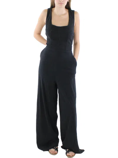 Free People Womens Square Neckline Sleeveless Jumpsuit In Black