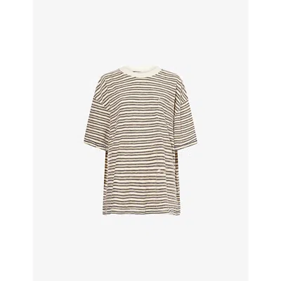 Free People Womens Tea Combo All Love Striped Cotton T-shirt In Multi