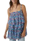 FREE PEOPLE WOMENS TIERED FLORAL PRINT TUNIC TOP
