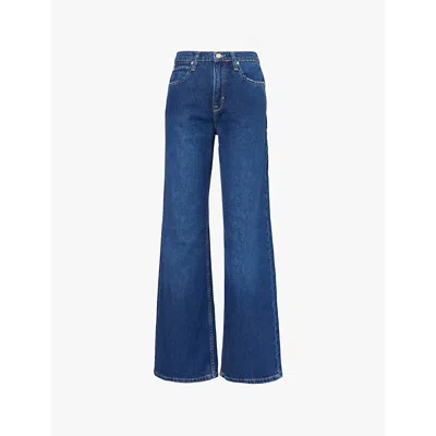 Free People Womens Dark Romance Tinsley Relaxed-fit High-rise Denim Jeans
