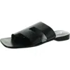 Free People Womens Toe Loop Leather Slide Sandals In Washed Black