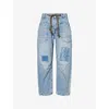 Free People Womens Truest Blue Moxie Low-slung Denim Jeans In Blue