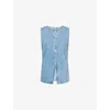 Free People Womens Ultra Light Beam Aimee Round-neck Denim Vest In Ultra Light Beam