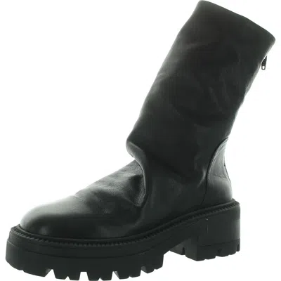 Free People Womens Zipper Leather Mid-calf Boots In Black