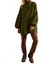 Free People Wonderful Pullover Mock Neck Sweater In Chive Green In Multi
