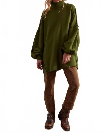 Free People Wonderful Pullover Mock Neck Sweater In Chive Green In Multi