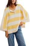 Free People Wonderful Stripe Oversize Henley In Multi