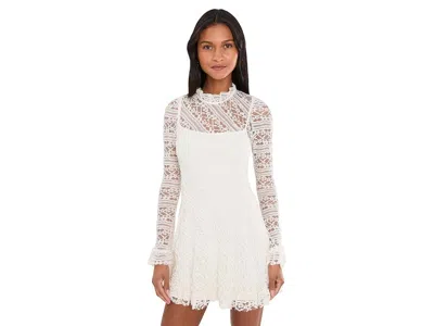 Free People Woodland Whispers Lace Mini Dress In White