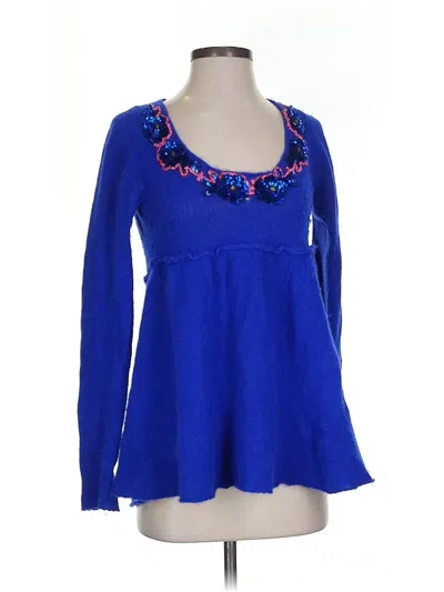 Pre-owned Free People Wool Pullover Sweater In Blue