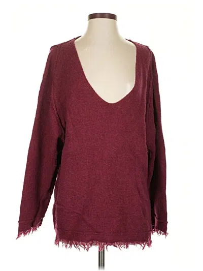 Pre-owned Free People Wool Pullover Sweater In Burgundy