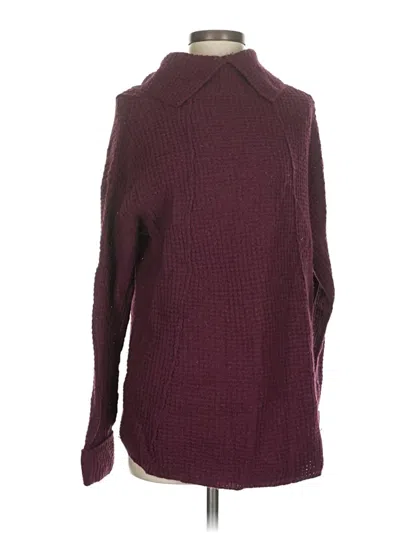Pre-owned Free People Wool Pullover Sweater In Burgundy