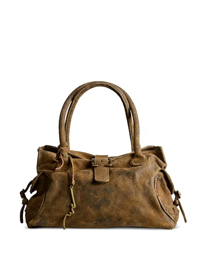 Free People Wtf Austin Small Nubuck Leather Shoulder Bag In Brown