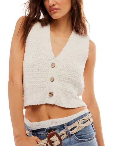 FREE PEOPLE WTF AVA VEST IN SUGAR STRAW