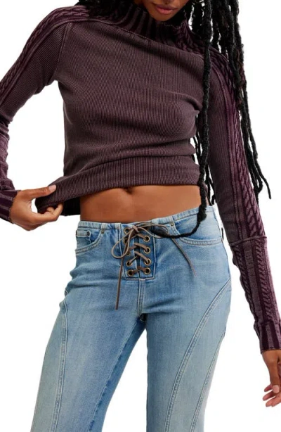 FREE PEOPLE FREE PEOPLE WTF BREEZY CABLE KNIT MOCK NECK TOP