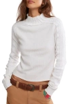Free People Wtf Breezy Cable Knit Mock Neck Top In White