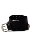 Free People Wtf Double Cross Leather Belt In Black