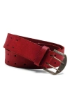 Free People Wtf Double Cross Leather Belt In Crimson
