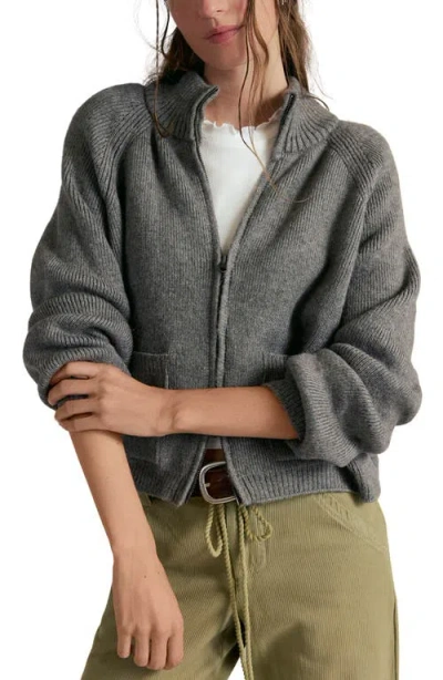 Free People Wtf On It Full Zip Sweatshirt In Gray